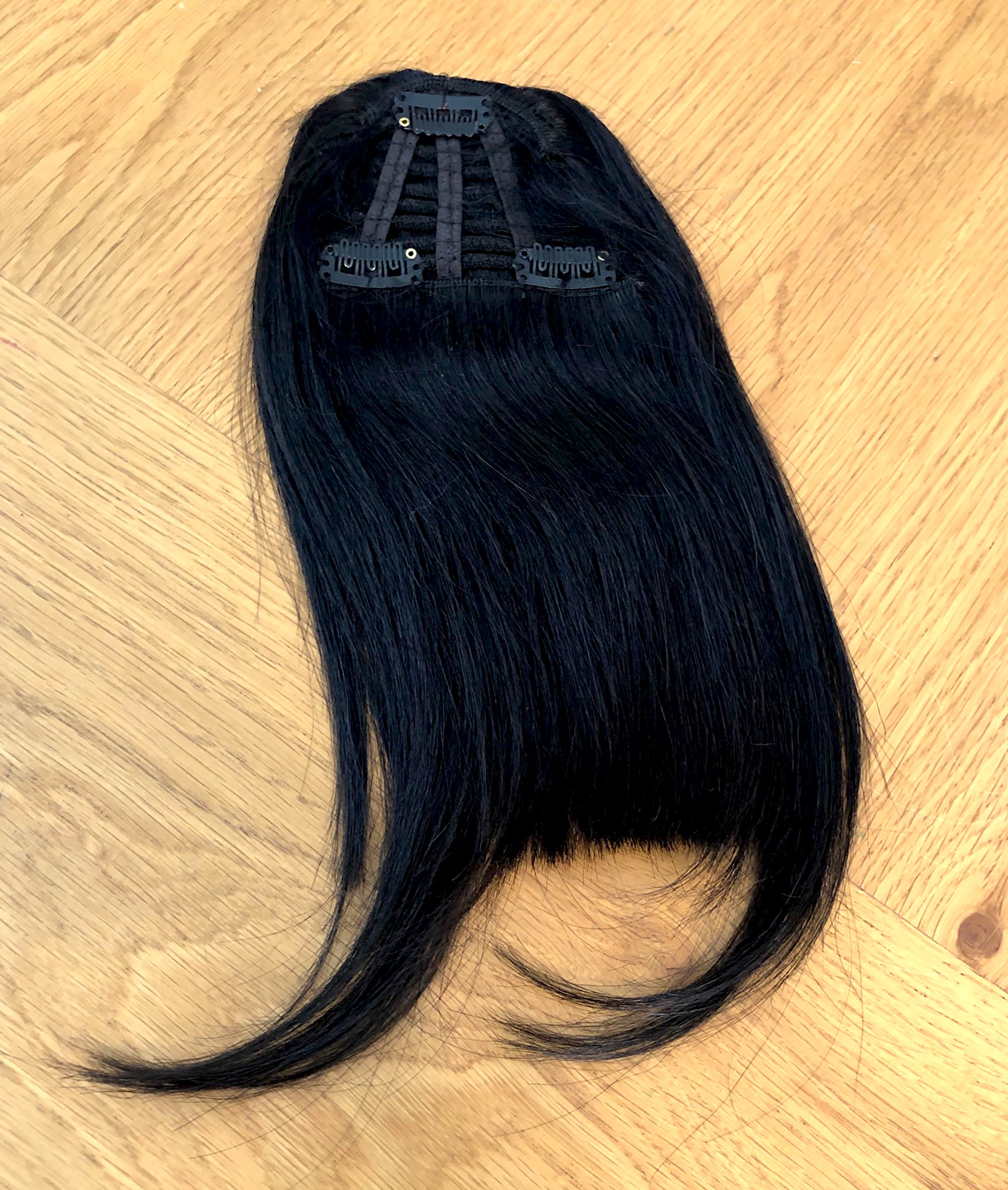 Clip in bangs hair extension mini wig 100% real human (Black)