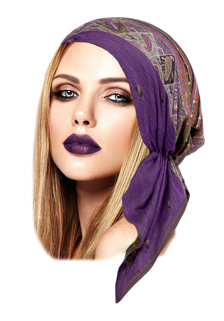 Deep purple cashmere headscarf