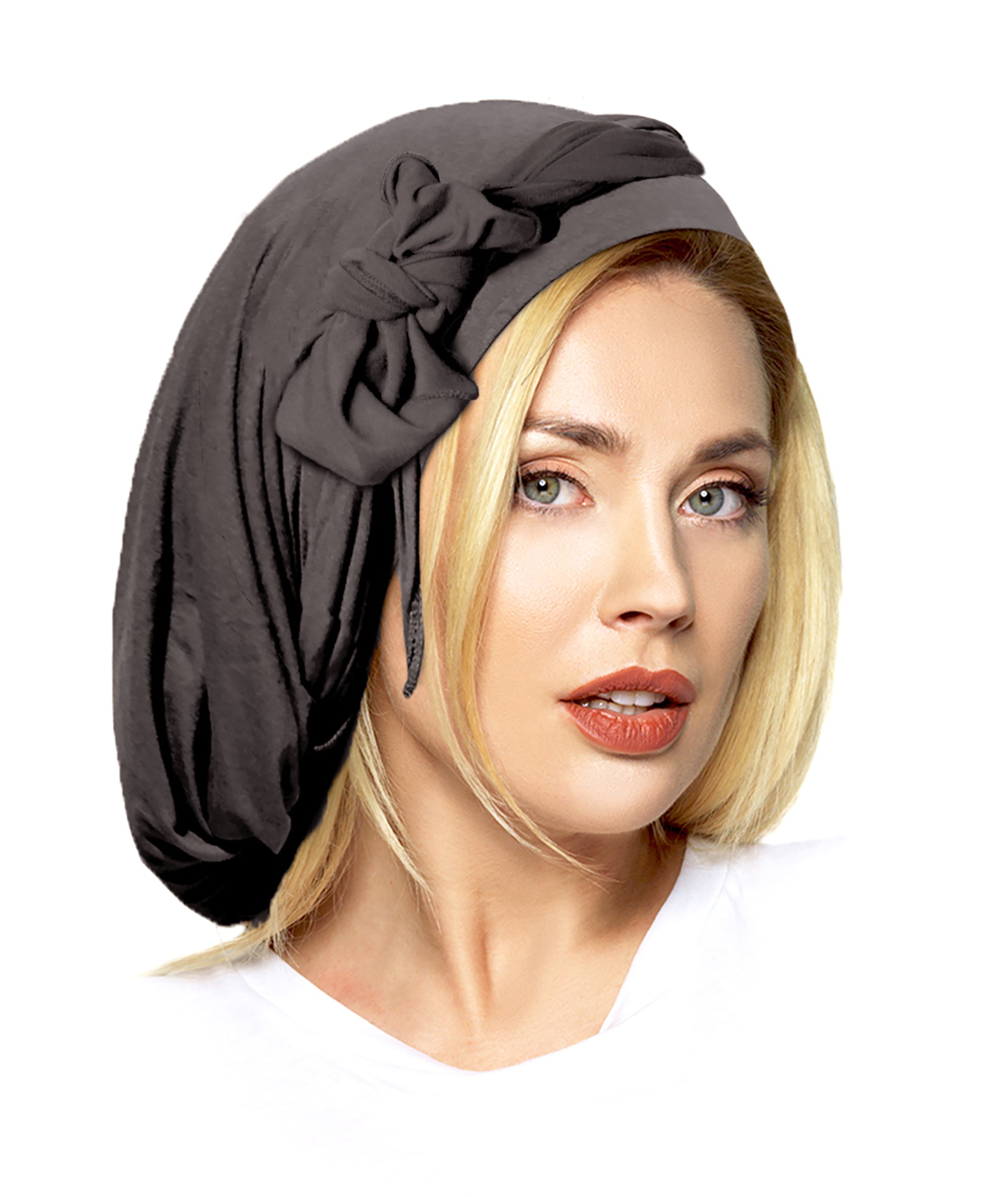 Dark slate gray long pre-tied headscarf