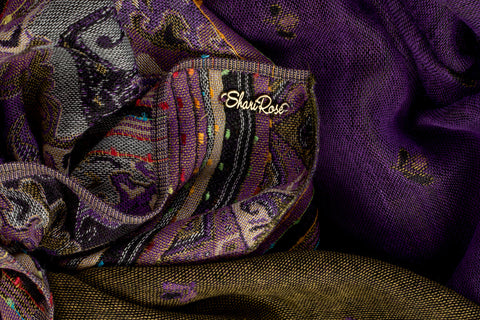 Deep purple long pre-tied cashmere headscarf