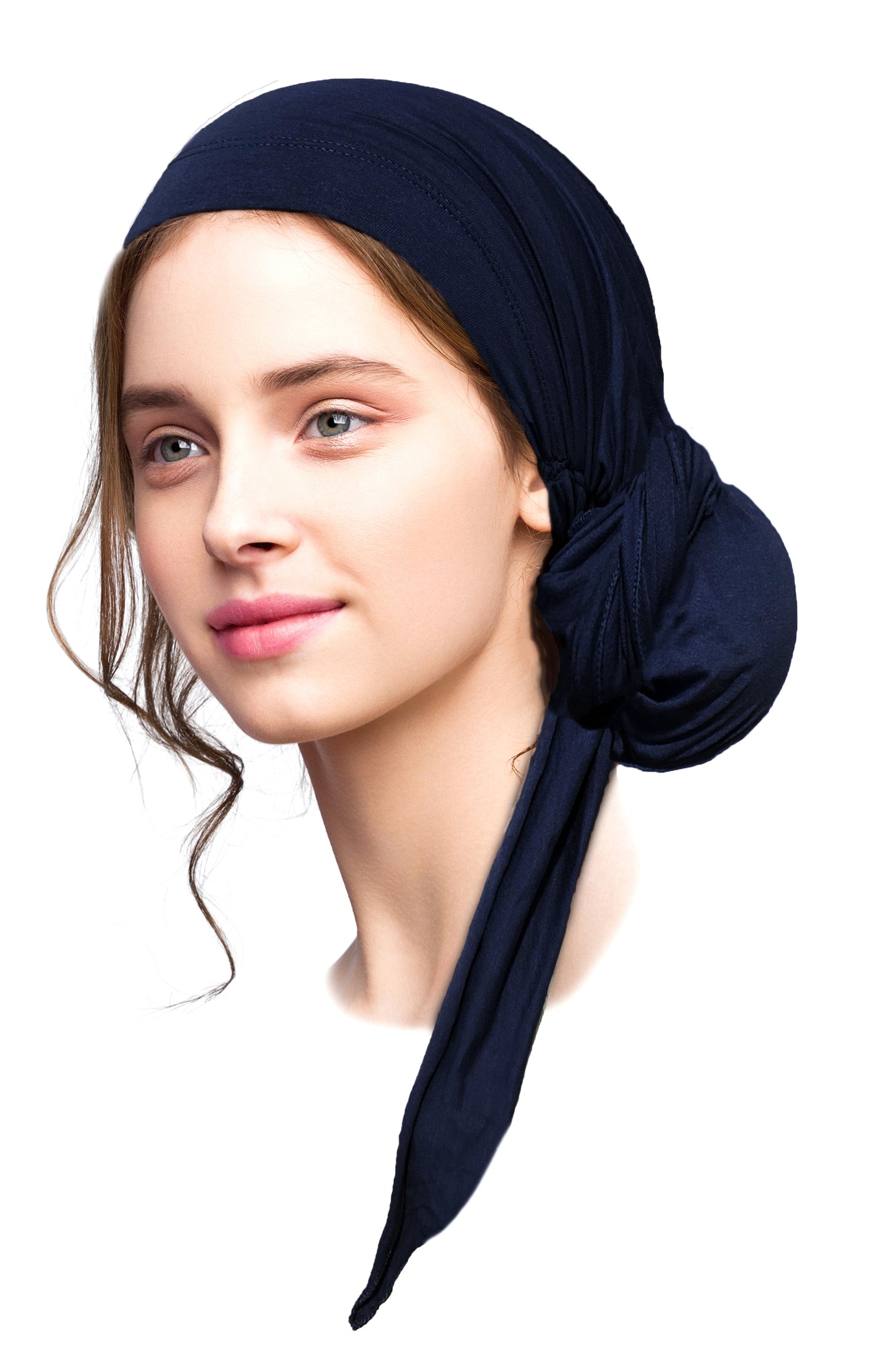 Deep navy blue long cotton headscarf