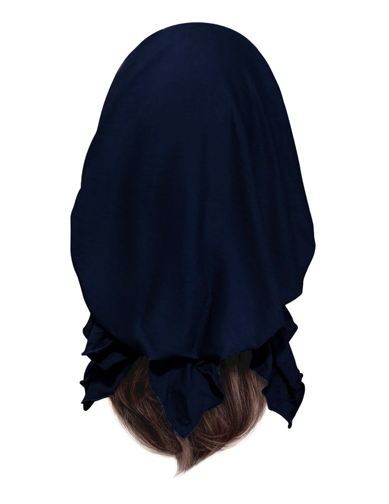 Deep navy blue soft cotton pre-tied headscarf