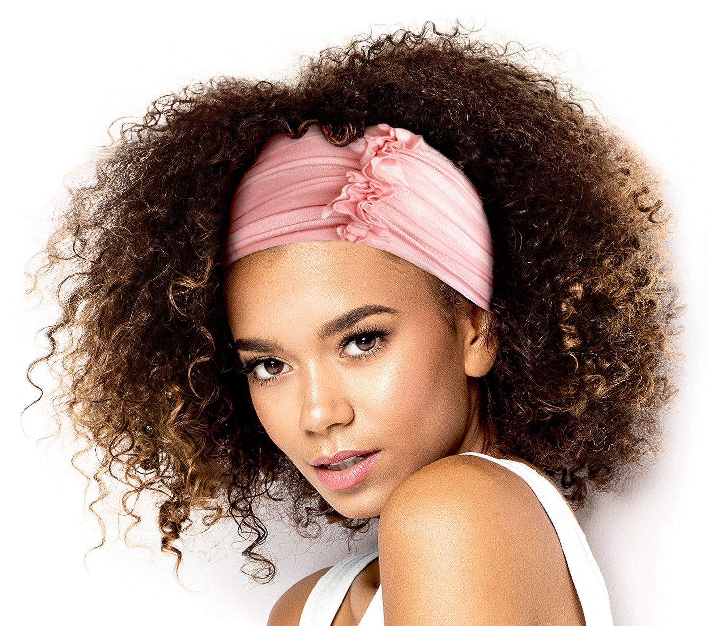 Vintage pink stretchy turban headband