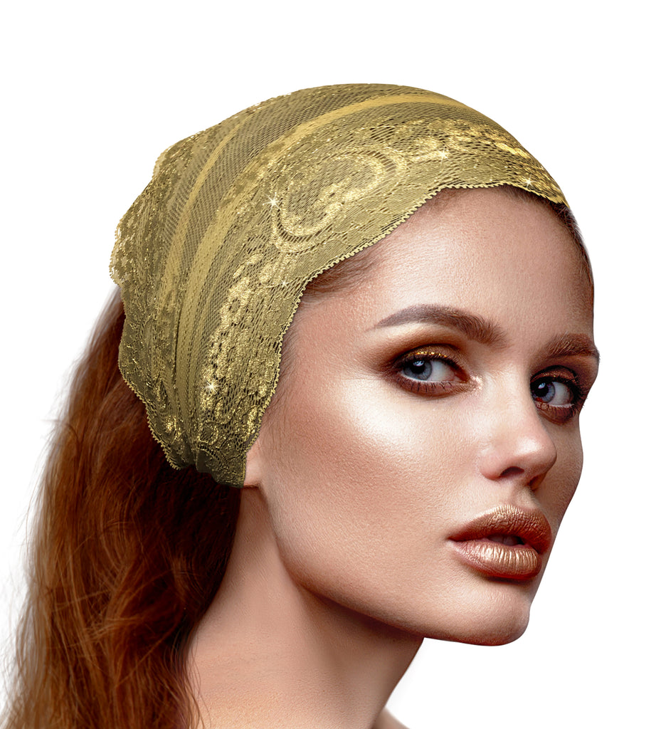 Gold vintage floral lace headband