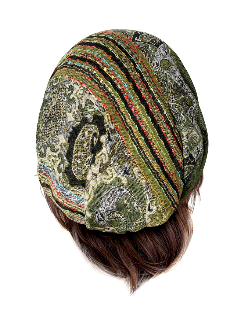 Olive green cashmere headscarf