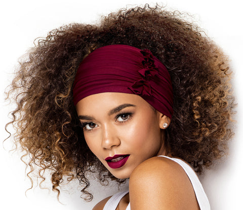 Burgundy red soft cotton turban headband