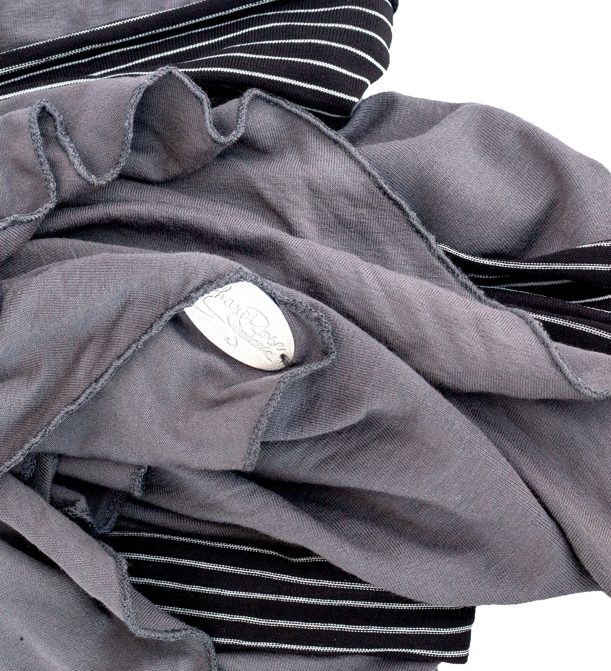 Grey pre-tied headscarf with stripe wrap