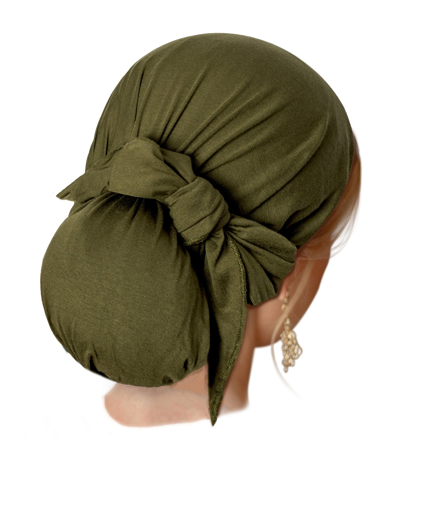 Long pre tied headscarf olive green
