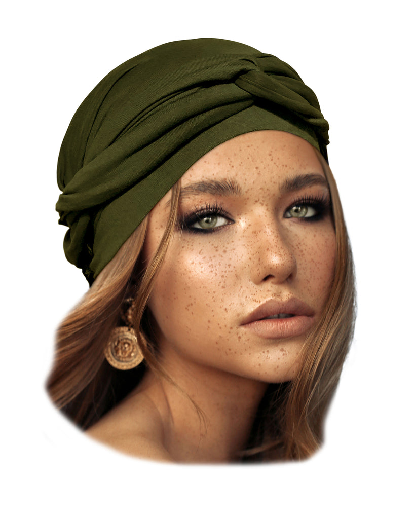 Long pre tied headscarf olive green