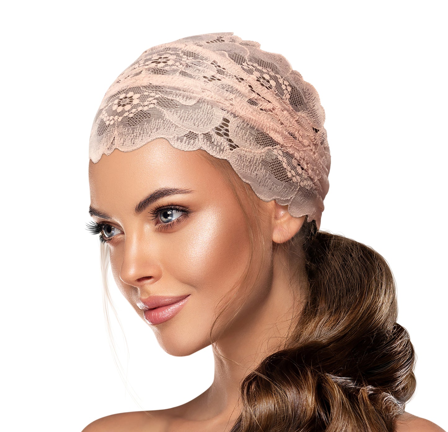 Pink lace headband flower girl