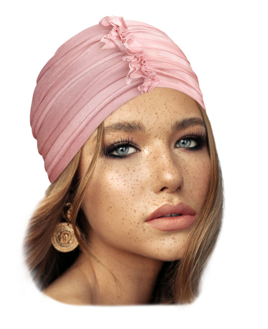 Vintage pink stretchy turban headband
