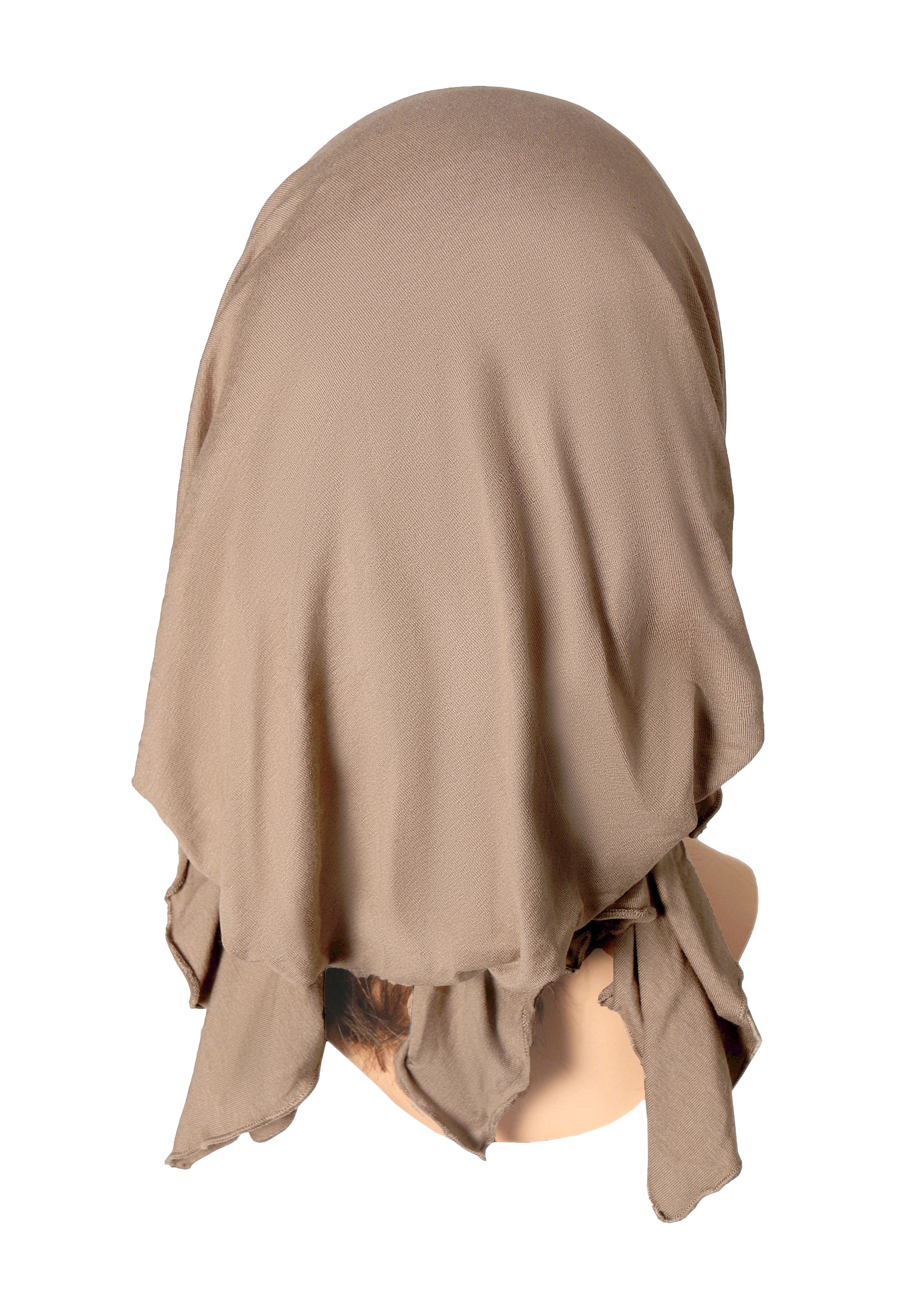 Taupe soft cotton pre-tied headscarf