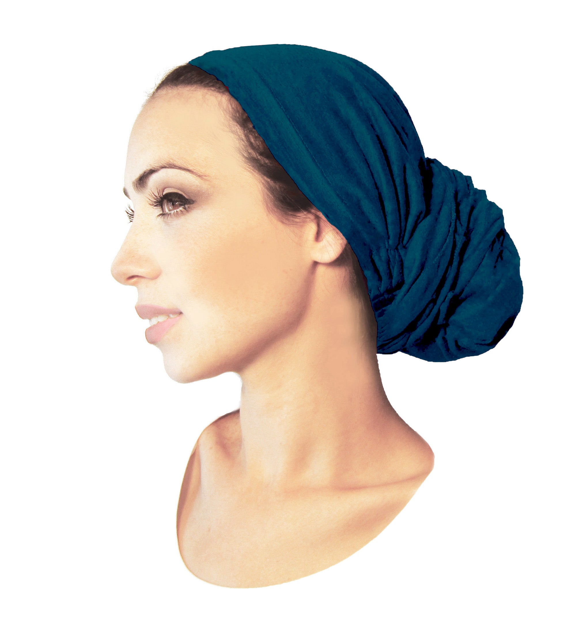 Long soft cotton pre tied headscarf in teal