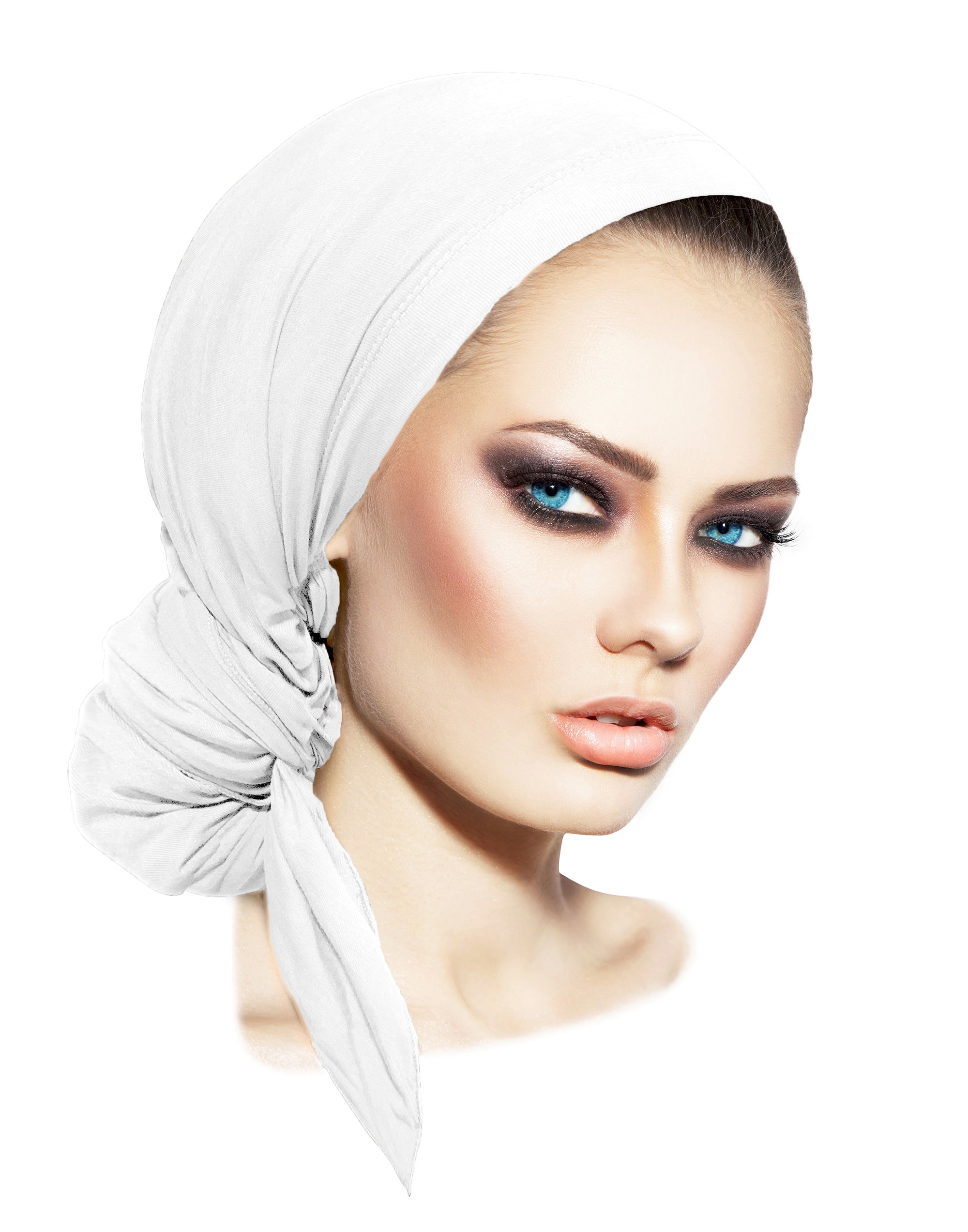 Long white pre-tied headscarf